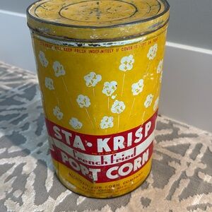 Vintage Sta Krisp French Fried Popt Corn Can by Michigan Popcorn company.